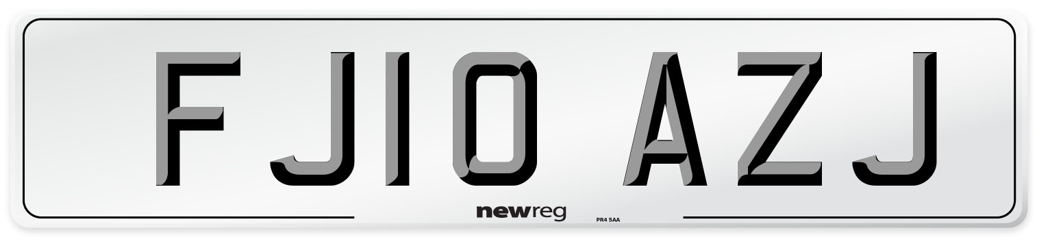 FJ10 AZJ Number Plate from New Reg